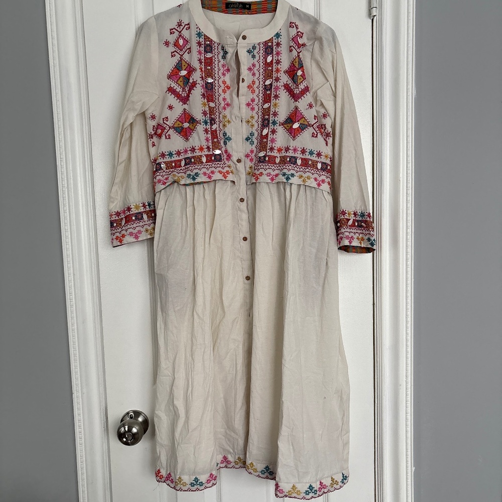 Junaid Jamshed off white dress womena kurta